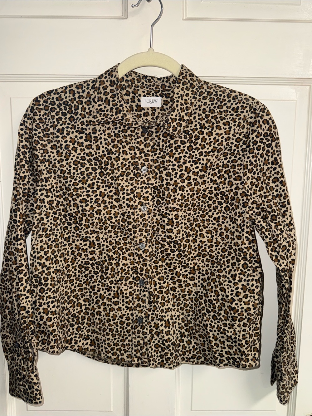 J.Crew Leopard Print Button-Up Blouse - Tan Black Brown